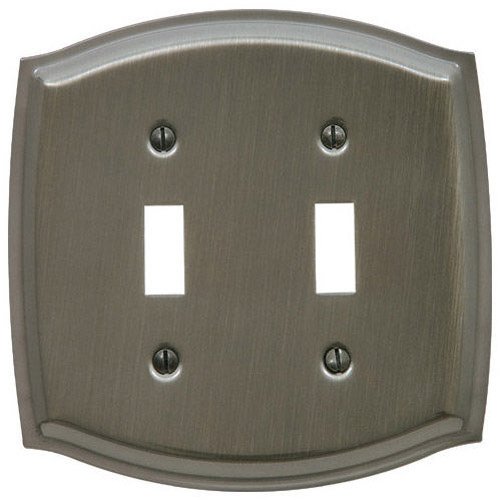Double Toggle Colonial Switchplate in Antique Nickel