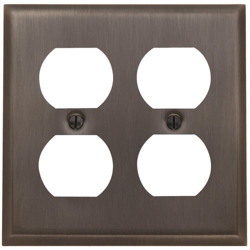 Double Duplex Outlet Beveled Edge Switchplate in Venetian Bronze