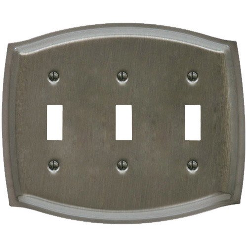 Triple Toggle Colonial Switchplate in Antique Nickel