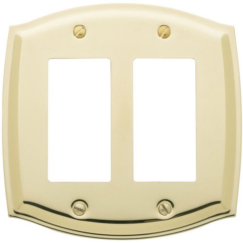 Double GFI/Rocker Colonial Switchplate in Polished Brass