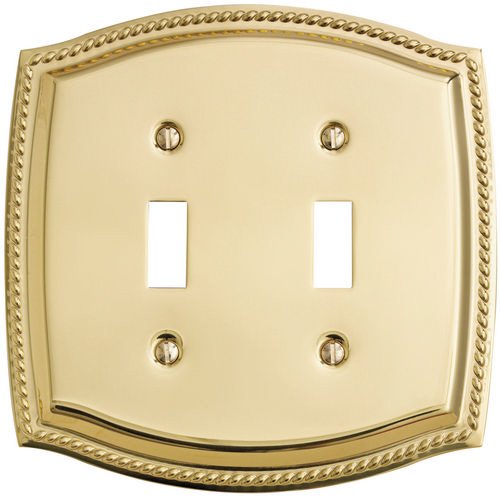 Double Toggle Rope Switchplate in Polished Brass