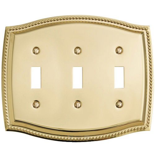 Triple Toggle Rope Switchplate in Polished Brass