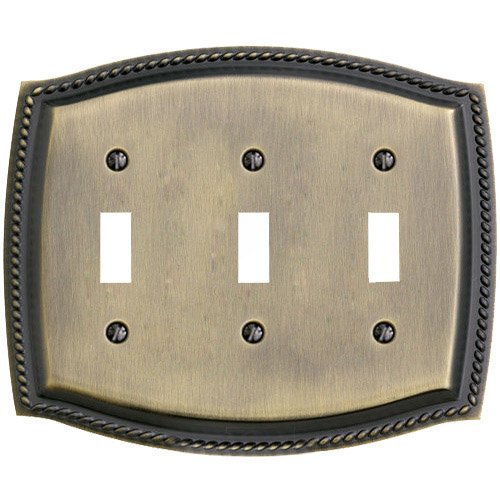 Triple Toggle Rope Switchplate in Satin Brass & Black