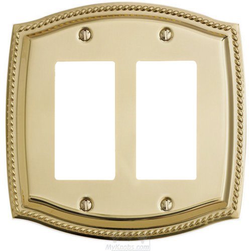 Double GFI/Rocker Rope Switchplate in Polished Brass