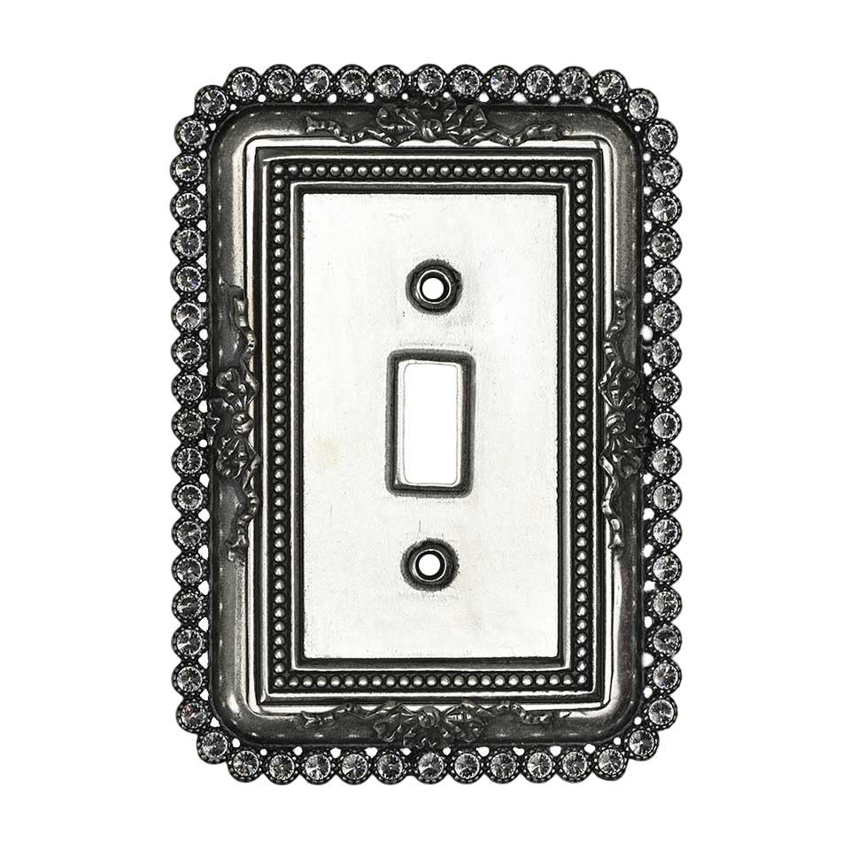 Single Toggle Switchplate With 60 Aurore Boreale Swarovski Crystals in Oil Rubbed Bronze