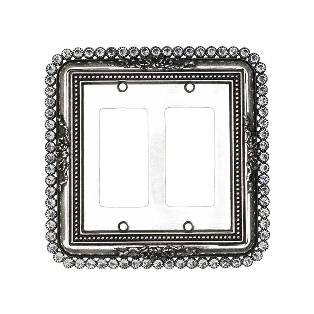 Double Rocker/Gfi Switchplate With 74 Aurore Boreale Swarovski Crystals in Bronze