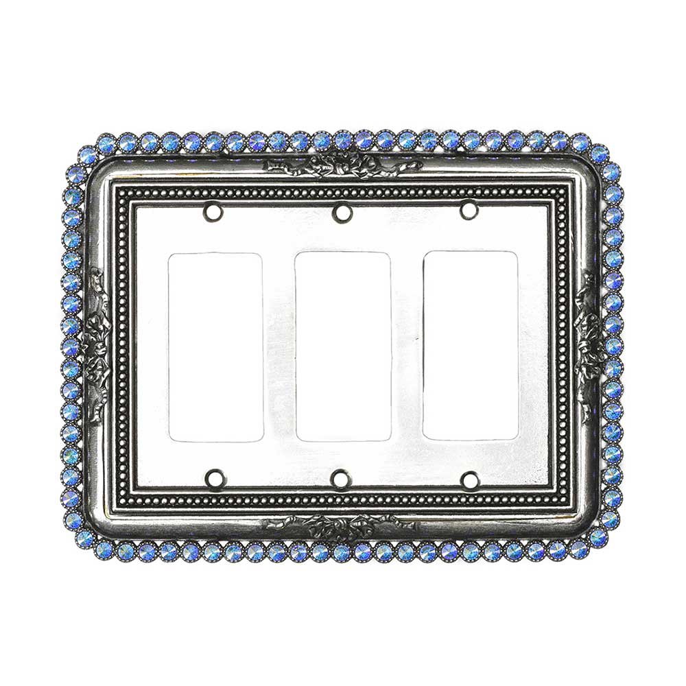 Triple Rocker/Gfi Switchplate With 84 Aurore Boreale Swarovski Crystals in Satin