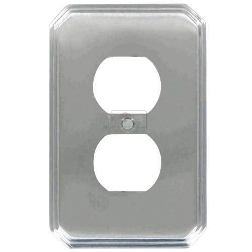 Single Duplex Outlet Deco Switchplate in Satin Chrome