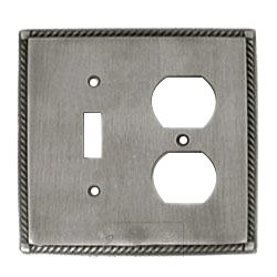 Arlington Combo Toggle/Duplex Outlet Switchplate in Pewter