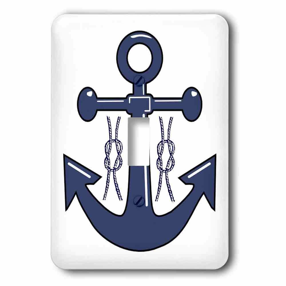 Single Toggle Wallplate With Navy Blue Anchor And Nautical Knots