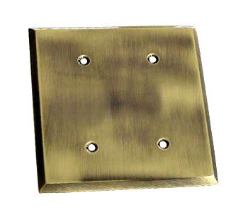 Square Bevel Double Blank Switchplate in Antique Brass