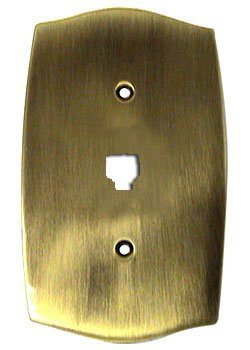 Colonial Phone Jack Switchplate in Antique Brass