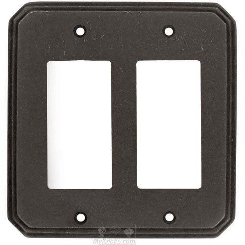 Deco Double GFI / Rocker Switchplate in Distressed Oil Rubbed Bronze
