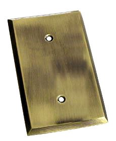 Square Bevel Single Blank Switchplate in Antique Brass