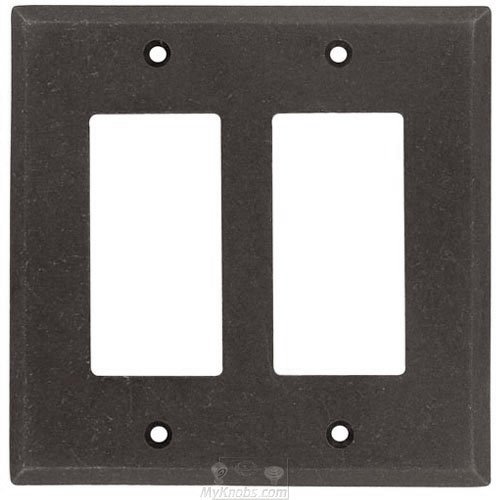Square Bevel Double GFI / Rocker Switchplate in Distressed Oil Rubbed Bronze