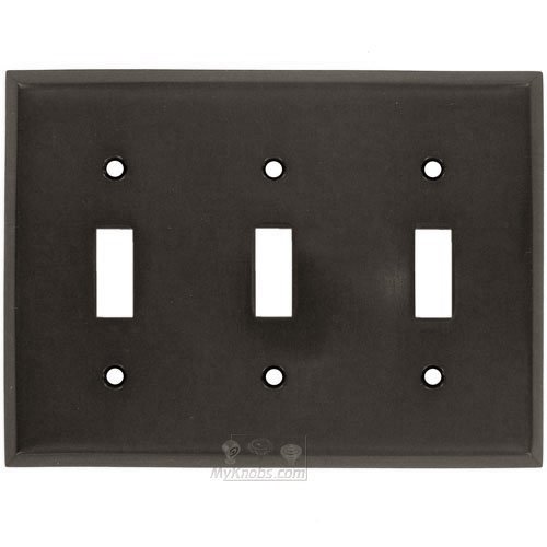 Square Bevel Triple Toggle Switchplate in Oil Rubbed Bronze