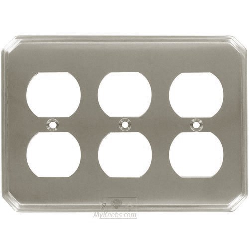 Deco Triple Duplex Outlet Switchplate in Satin Nickel