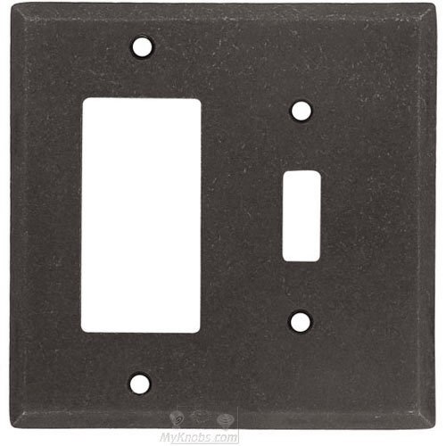 Square Bevel Combo GFI/ Toggle Switchplate in Distressed Oil Rubbed Bronze