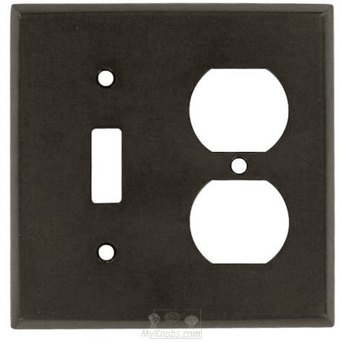Square Bevel Combo Toggle/ Duplex Outlet Switchplate in Oil Rubbed Bronze