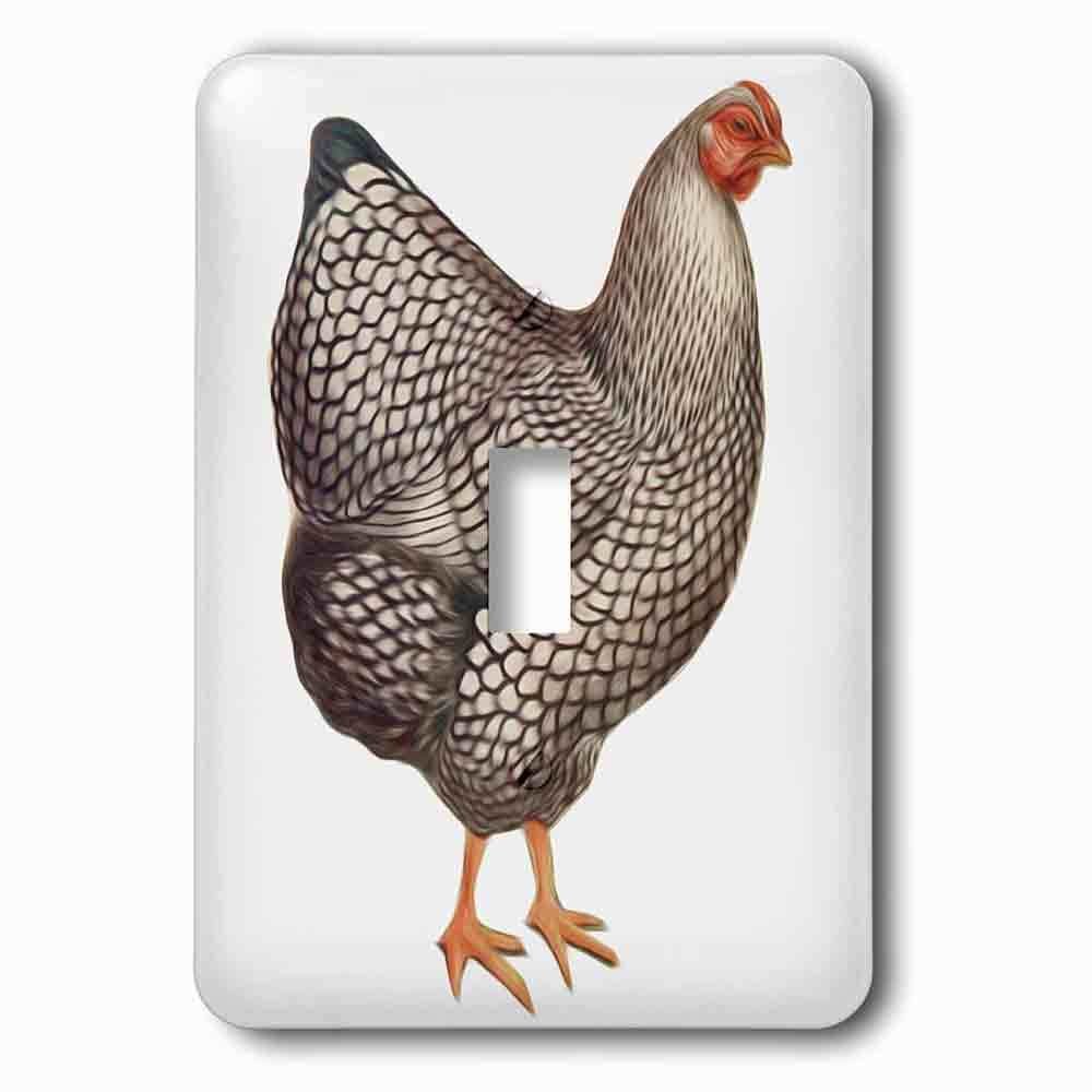Single Toggle Wallplate With Vintage Bird Illustration Faux Oil Painting Effect Chicken Hen