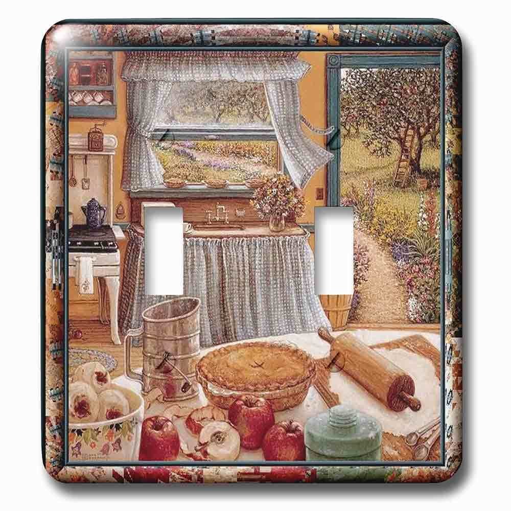Double Toggle Wallplate With Home Cooking And Country Art, Apple Pie And Kitchen Art
