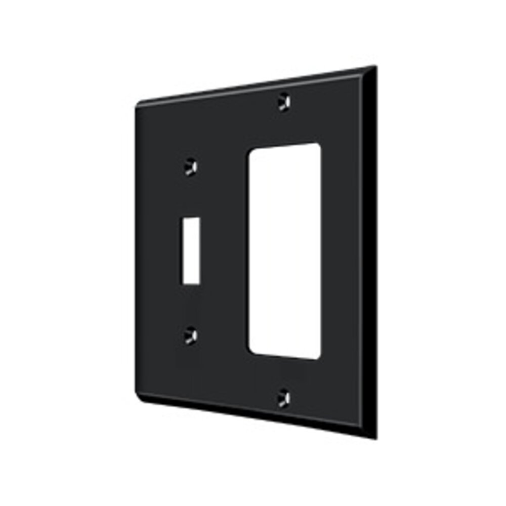 Solid Brass Single Toggle/Single Rocker Combination Switchplate in Paint Black