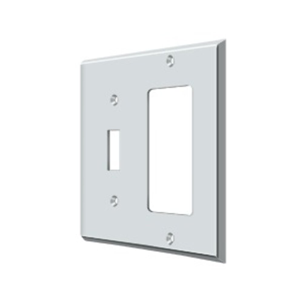 Solid Brass Single Toggle/Single Rocker Combination Switchplate in Polished Chrome