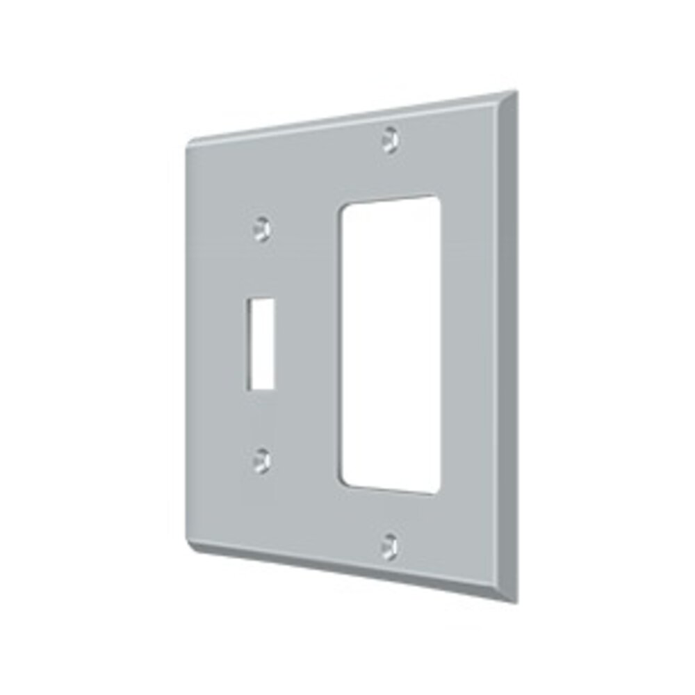 Solid Brass Single Toggle/Single Rocker Combination Switchplate in Brushed Chrome