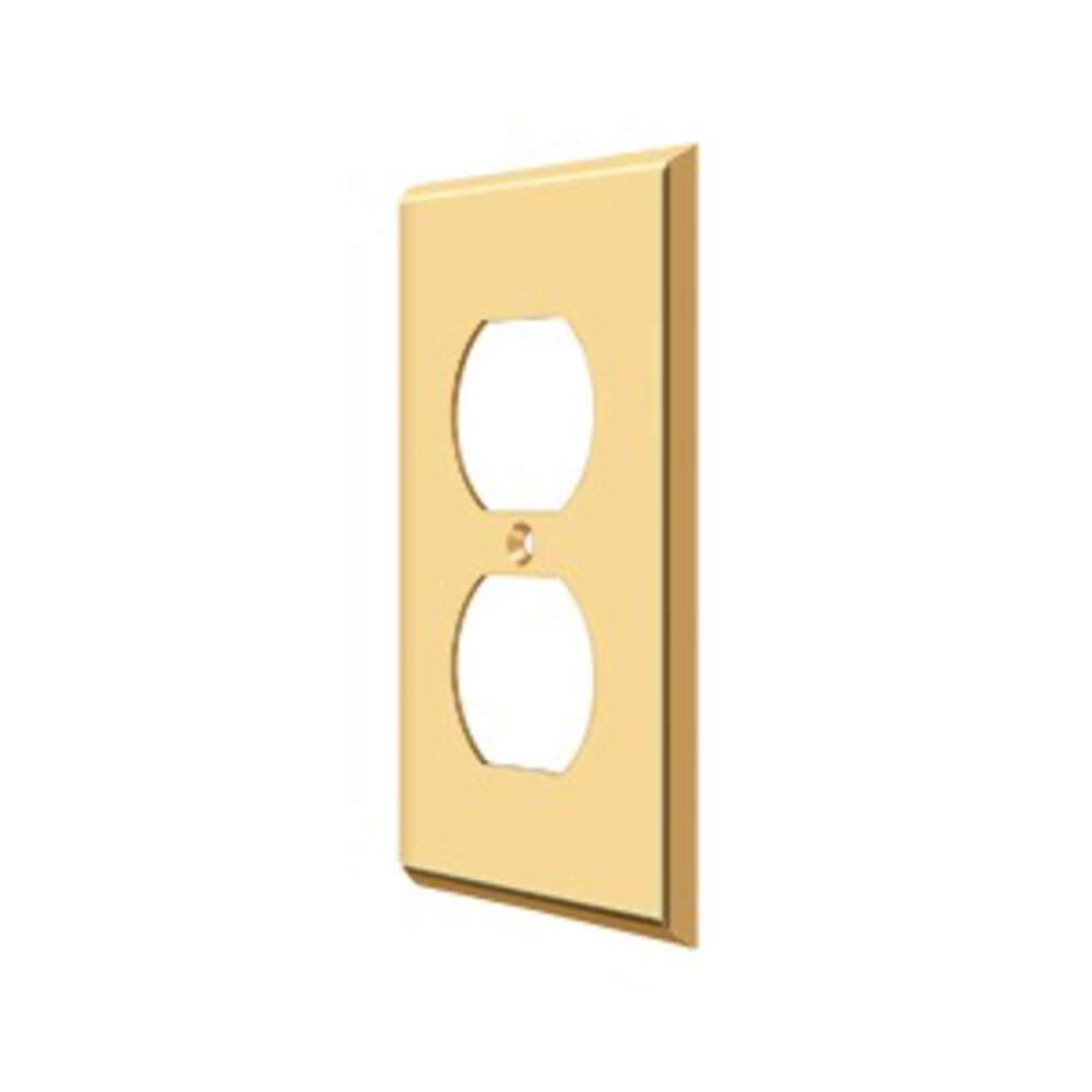 Solid Brass Single Duplex Outlet Switchplate in PVD Brass