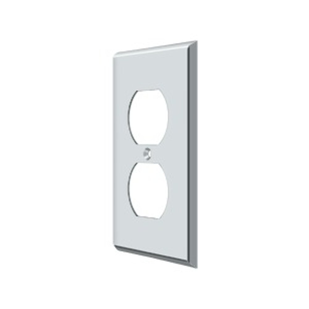 Solid Brass Single Duplex Outlet Switchplate in Polished Chrome