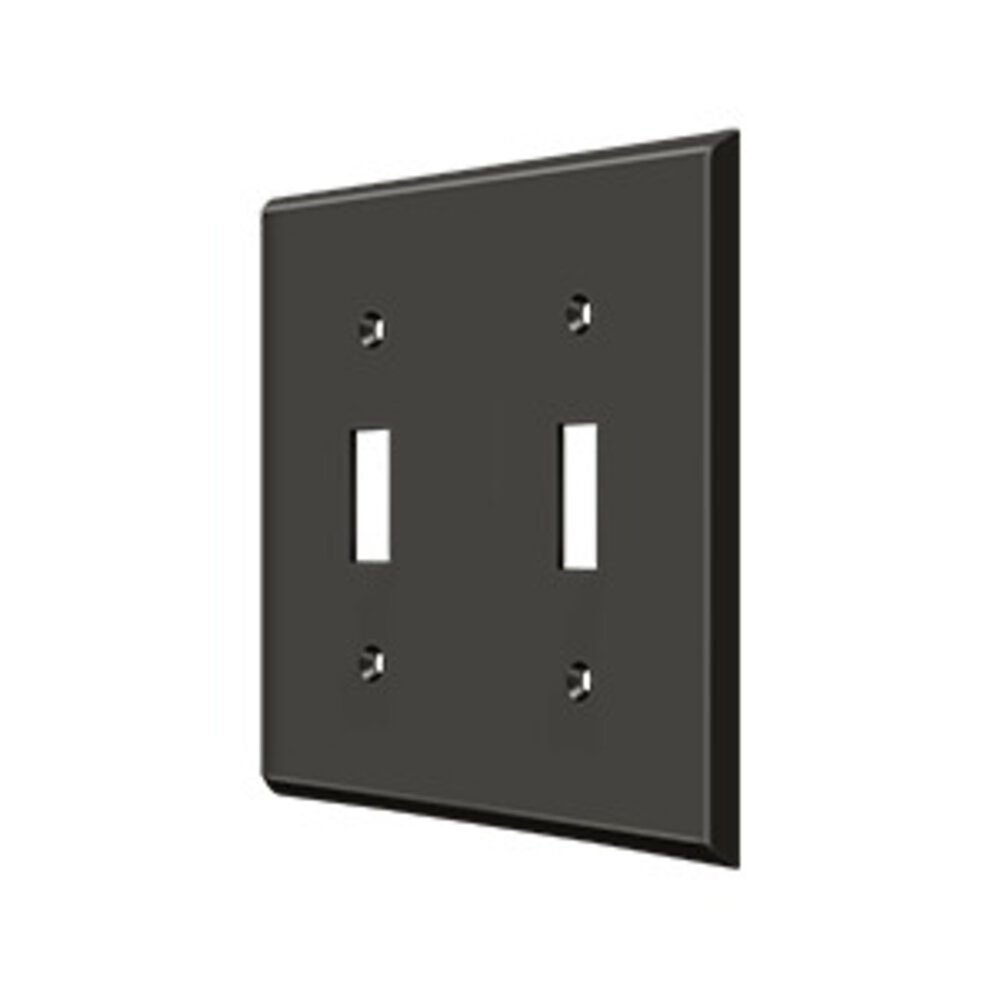 Solid Brass Double Toggle Switchplate in Oil Rubbed Bronze