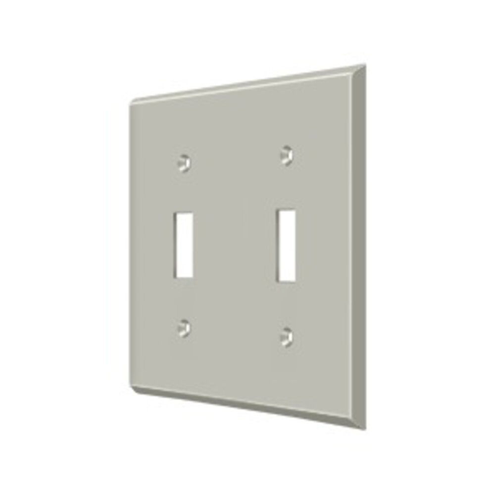 Solid Brass Double Toggle Switchplate in Brushed Nickel