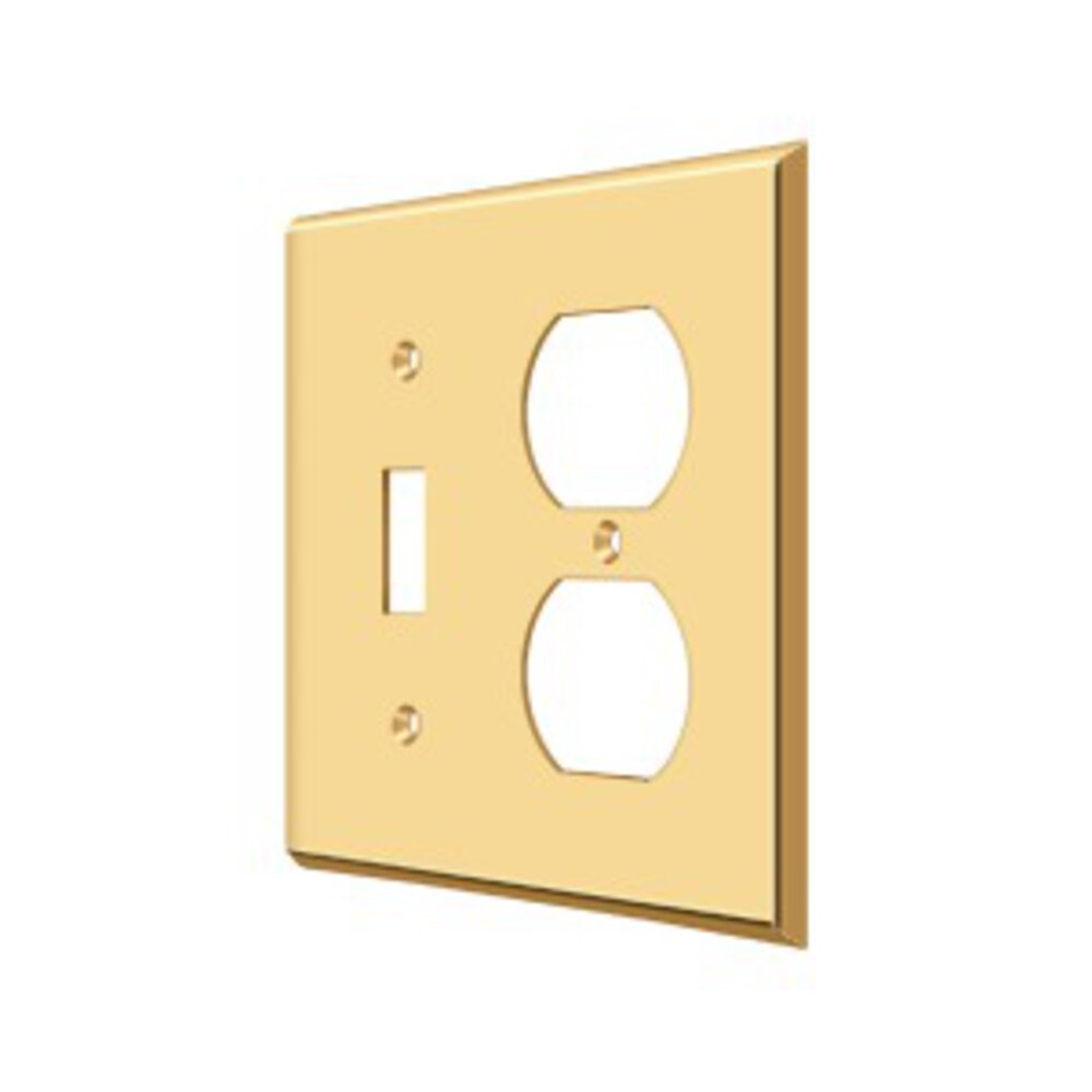 Solid Brass Single Toggle/Single Duplex Outlet Combination Switchplate in PVD Brass