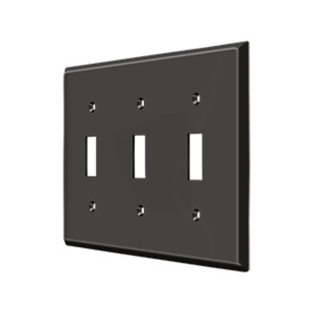 Solid Brass Triple Toggle Switchplate in Oil Rubbed Bronze
