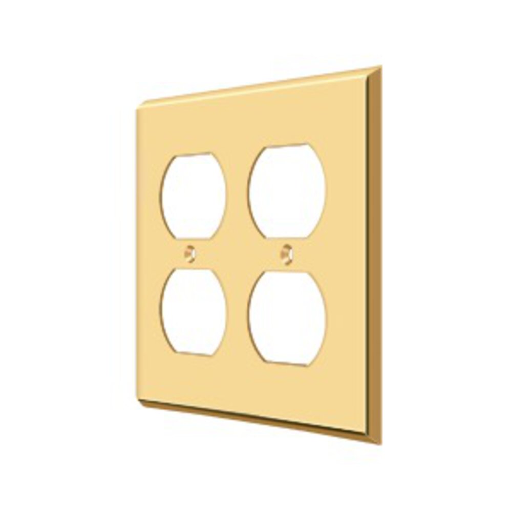 Solid Brass Double Duplex Outlet Switchplate in PVD Brass