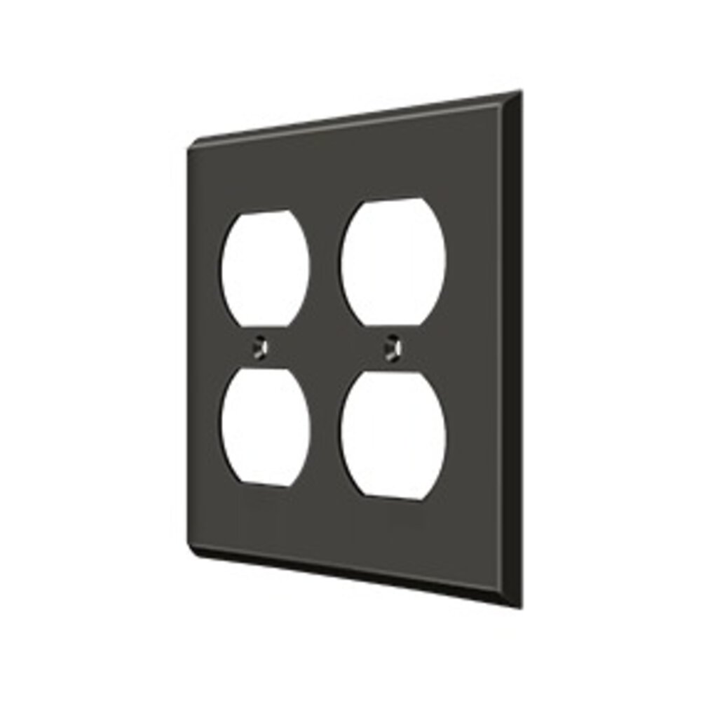 Solid Brass Double Duplex Outlet Switchplate in Oil Rubbed Bronze