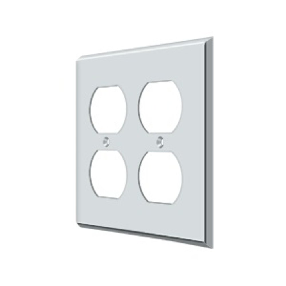 Solid Brass Double Duplex Outlet Switchplate in Polished Chrome