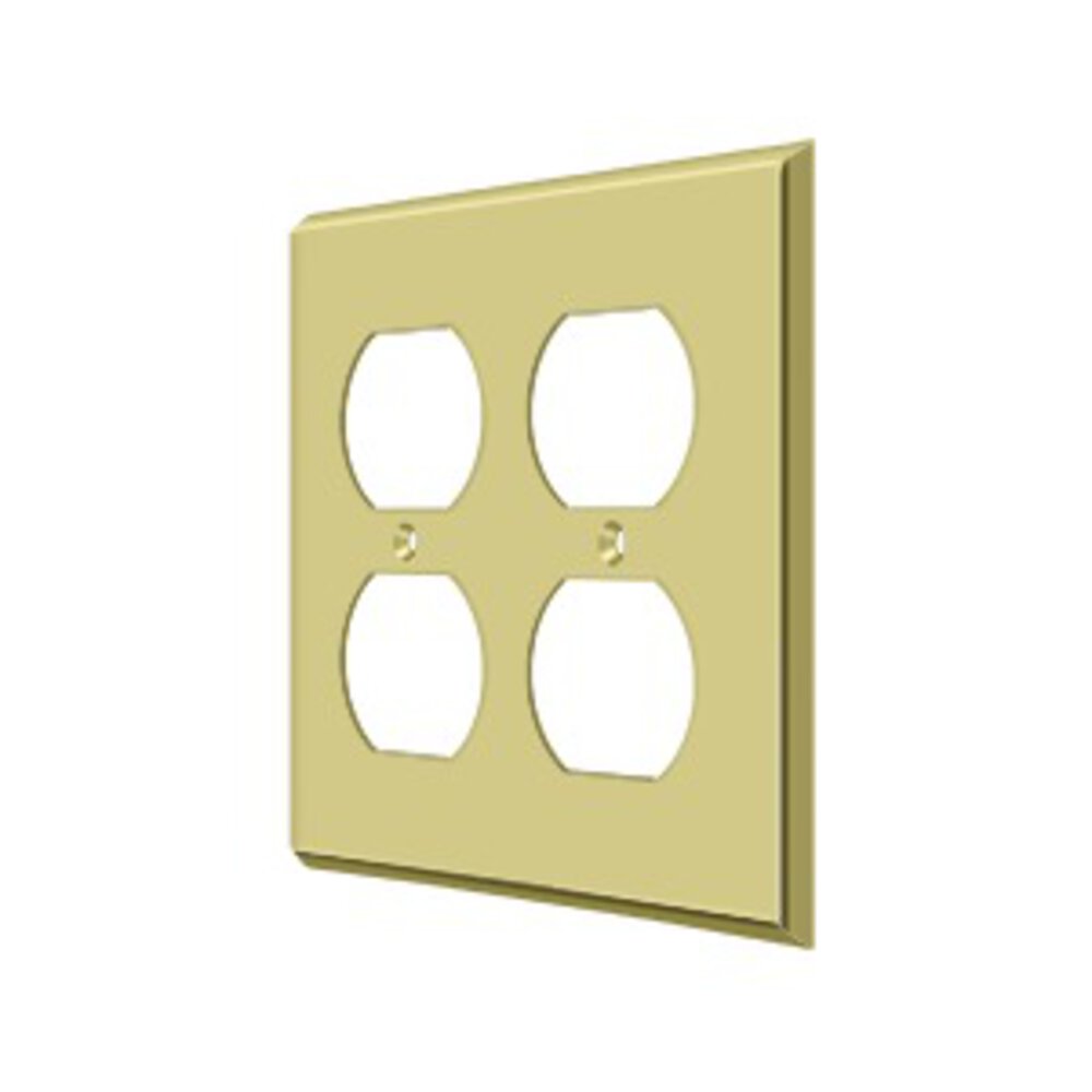 Solid Brass Double Duplex Outlet Switchplate in Polished Brass