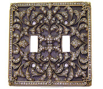 Double Toggle Switchplate Swarovski Crystal in Museum Gold