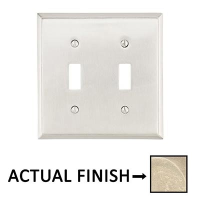 Double Toggle Colonial Wallplate in Tumbled White Bronze