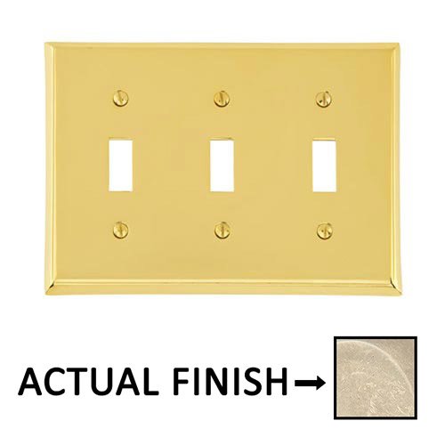 Triple Toggle Colonial Wallplate in Tumbled White Bronze