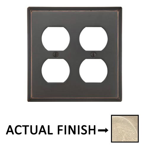 Double Outlet Colonial Wallplate in Tumbled White Bronze