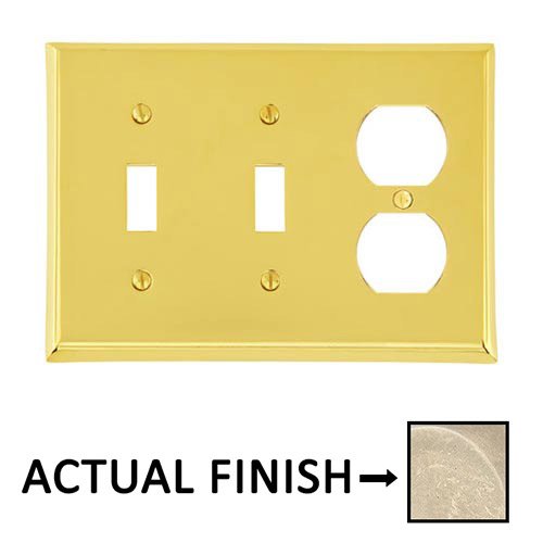 Double Toggle/Single Outlet Colonial Wallplate in Tumbled White Bronze