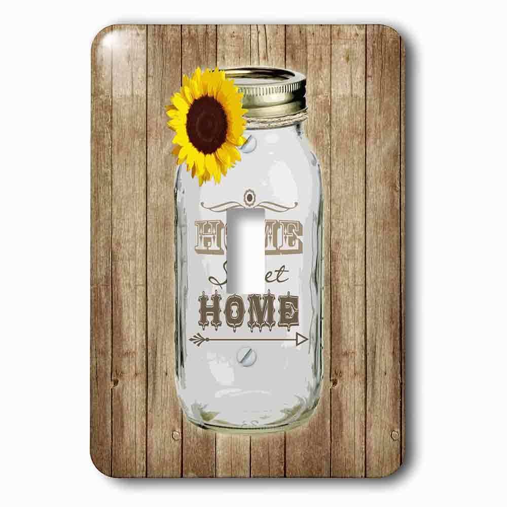 Single Toggle Wallplate With Country Rustic Mason Jar With Sunflower Home Sweet Home