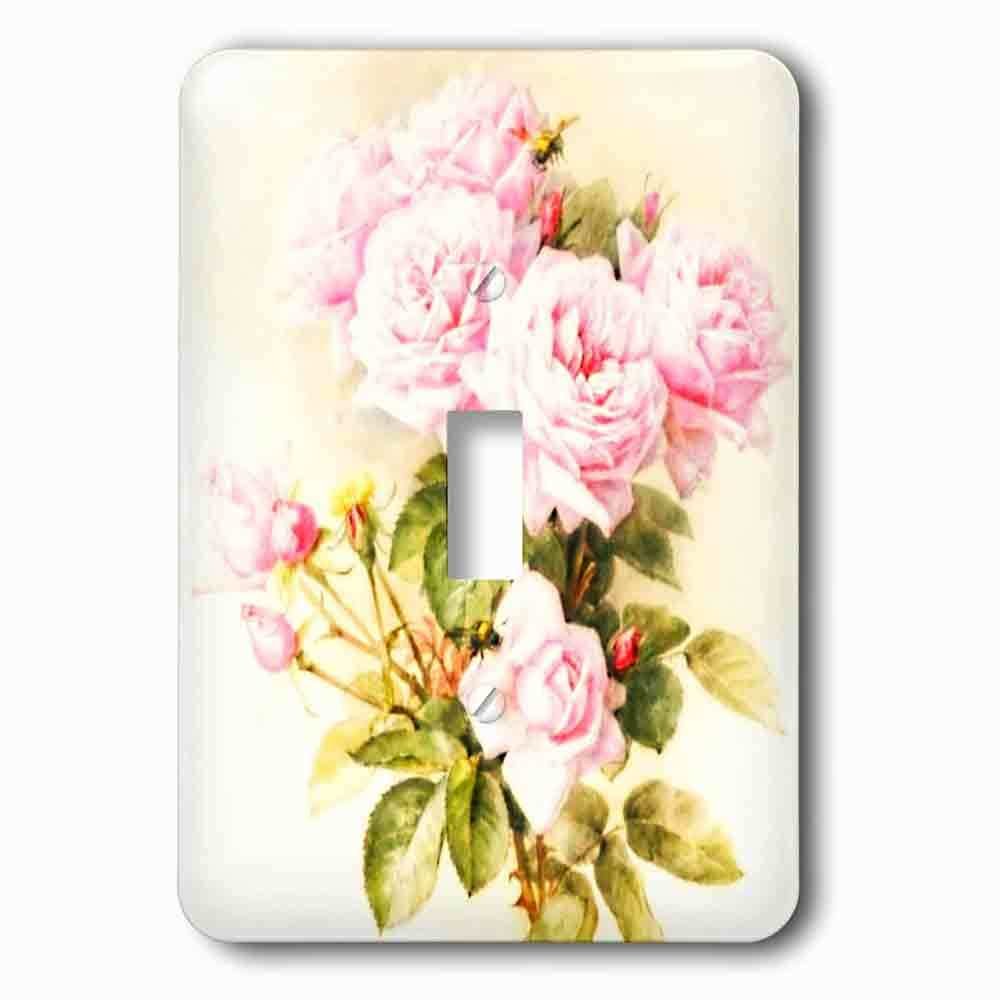 Single Toggle Wallplate With Paul De Longpre Shabby Chic Vintage Pink Roses Sun-Faded Antique Flowers Fine Art Girly Floral