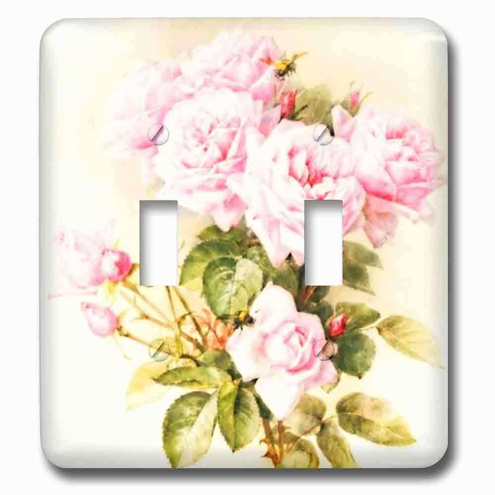 Double Toggle Wallplate With Paul De Longpre Shabby Chic Vintage Pink Roses Sun-Faded Antique Flowers Fine Art Girly Floral