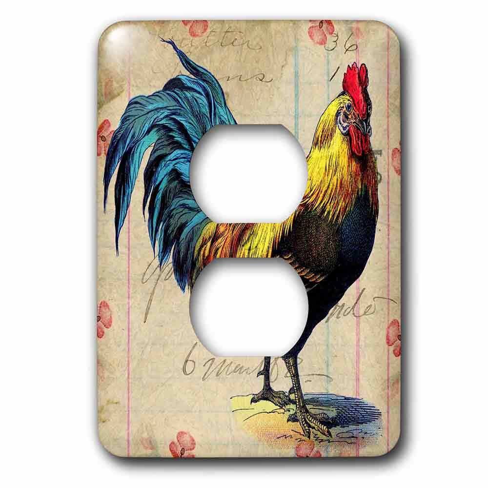 Single Duplex Switchplate With Vintage Rooster Digital Art