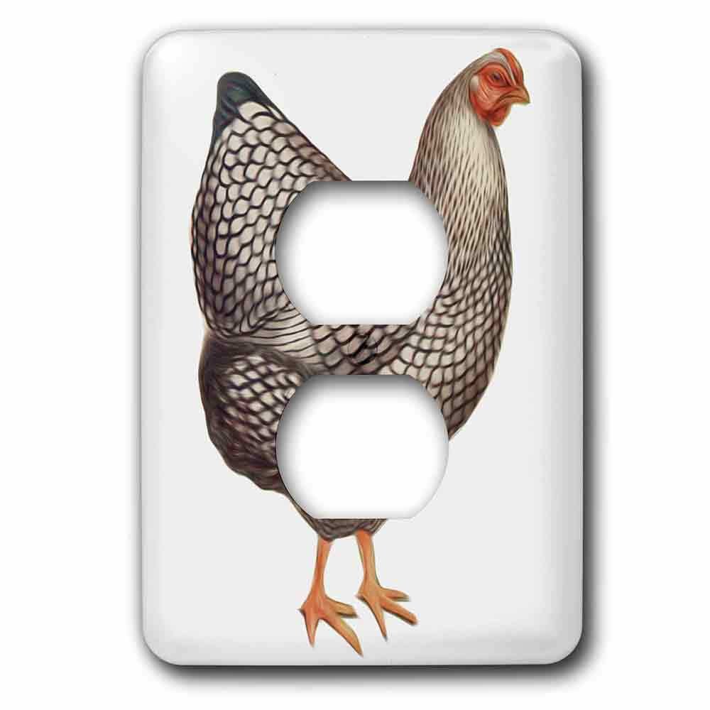 Single Duplex Switchplate With Vintage Bird Illustration Faux Oil Painting Effect Chicken Hen