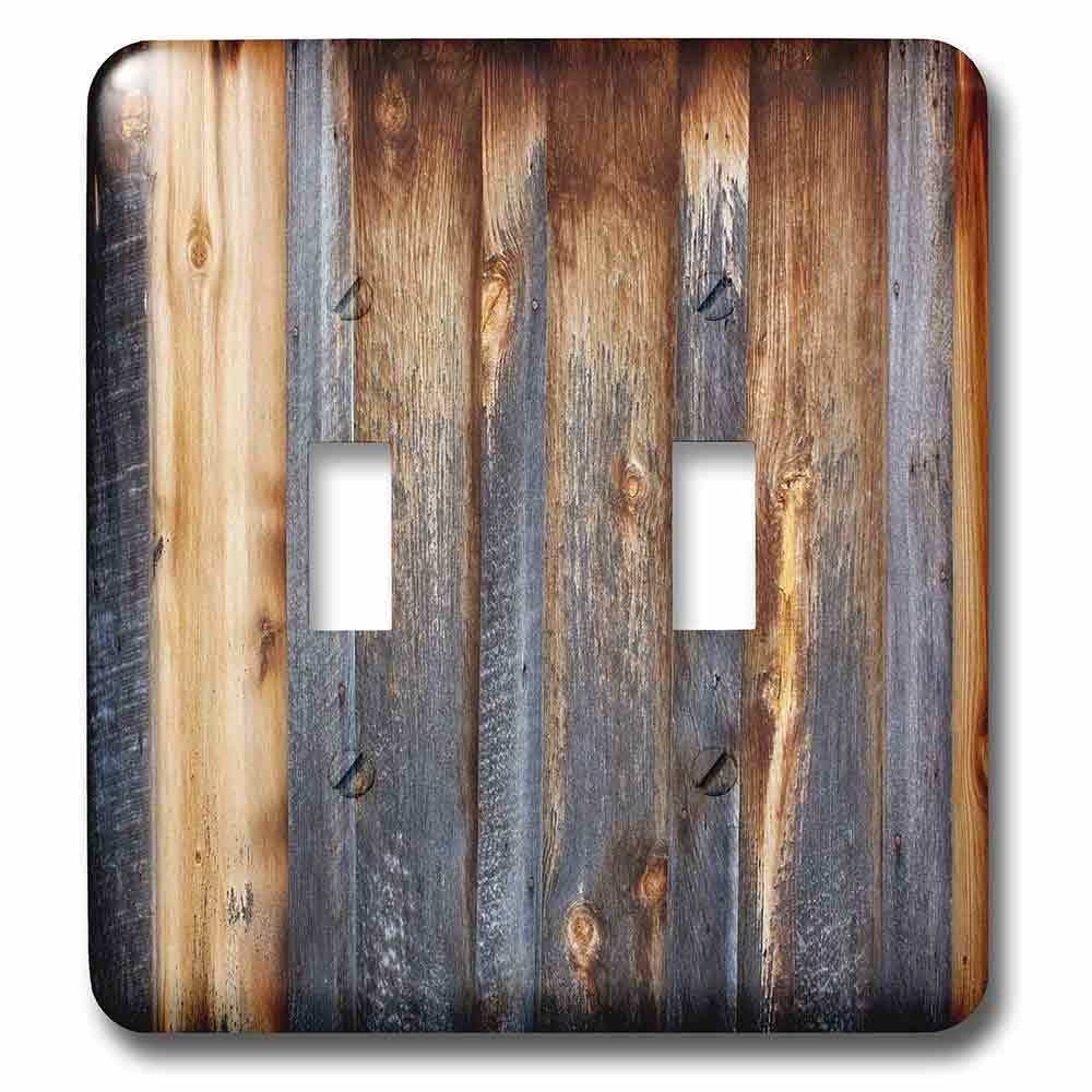 Double Toggle Switchplate With Brown Barn Wood Look