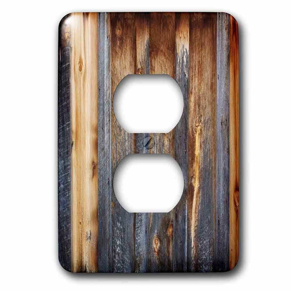 Single Duplex Switchplate With Brown Barn Wood Look